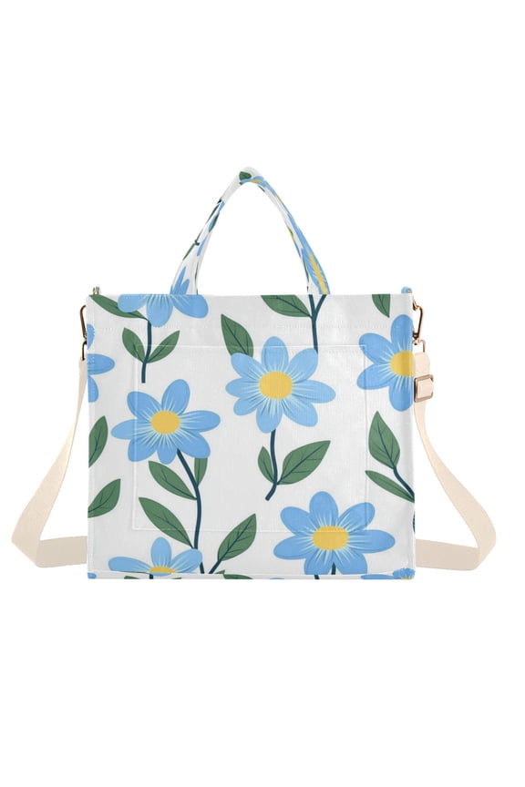 Corduroy Tote Bag for Women Shoulder Handbags Fashion Ladies Purses Satchel Messenger Bags Spring Flowers S