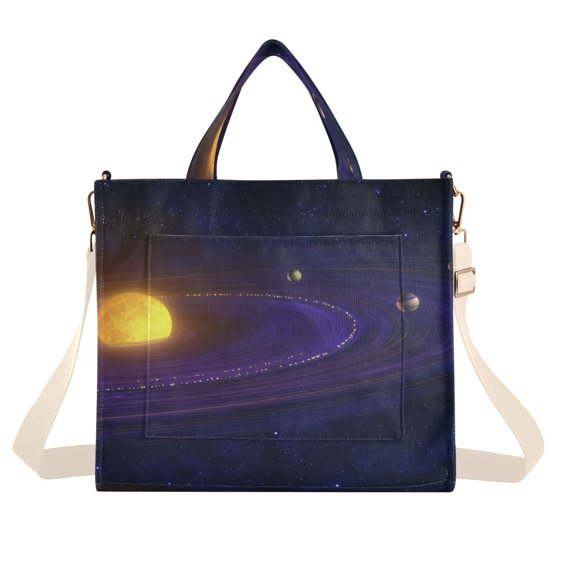 Corduroy Tote Bag for Women Shoulder Handbags Fashion Ladies Purses Satchel Messenger Bags The Solar System S