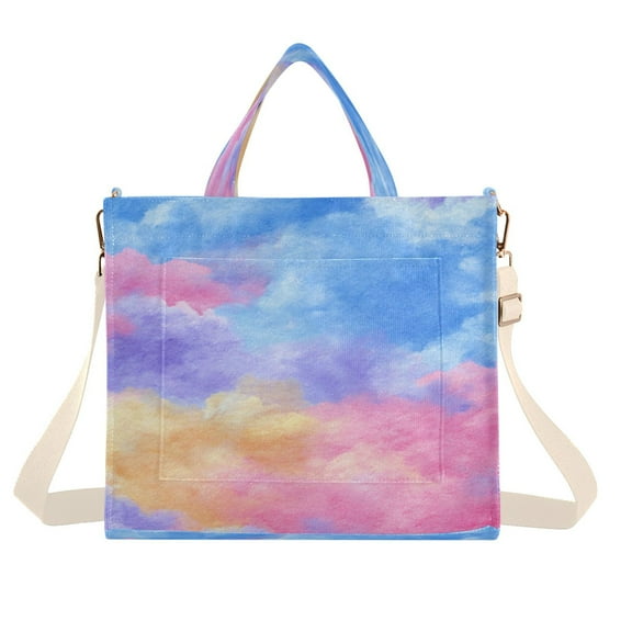Corduroy Tote Bag for Women Shoulder Handbags Fashion Ladies Purses Satchel Messenger Bags Tie-dye Clouds Pattern M