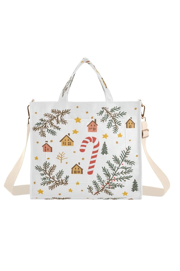 Corduroy Tote Bag for Women Shoulder Handbags Fashion Ladies Purses Satchel Messenger Bags Tree Branches S