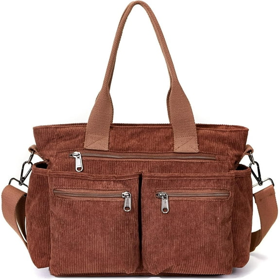Corduroy Tote Bag for Women Top Handle Crossbody Purse Travel Shoulder Bag Work Handbag Everyday tote bag for school