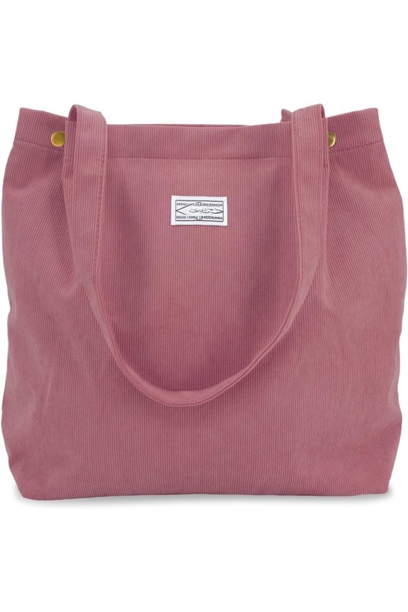 Corduroy Tote Bag for Women with Inner Pockets,Cute Go-to Bag for Everyday,Work,Lightweight,Washable,Portable
