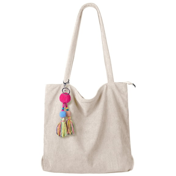 Corduroy Totes Bag with Zip, FITDON Shoulder Bags Handbags Women's Hobos Large Capacity Shopping Bag