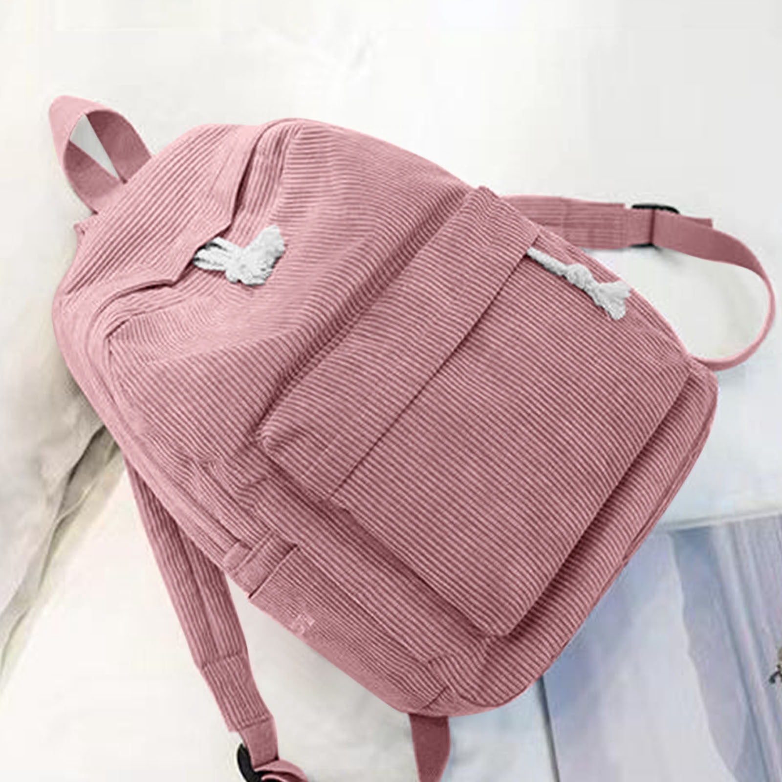 Asthetic Ricksack Corduroy Travel Backpack for Women Vintage Casual Kawaii Cute Aesthetic ...