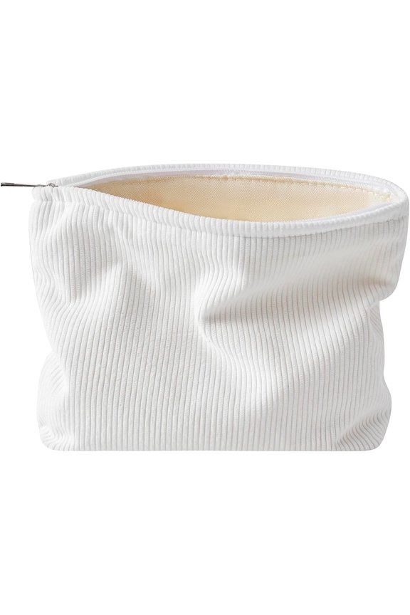 Corduroy Travel  Bag,  Bag for Purse Organizer, Toiletry Bag with Zipper for Women Travel Essentials(14White)