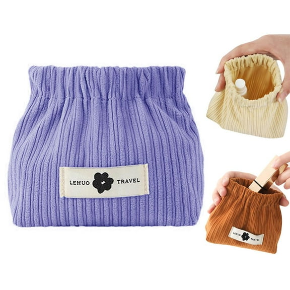Wmool 1x Corduroy Elastic Hair Tie Organizer Elastic Storage Bag Bag Lipstick