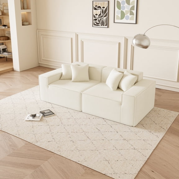Corduroy Upholstered Compressed Sofa / Comfortable Seating for Modern Minimalist Homes