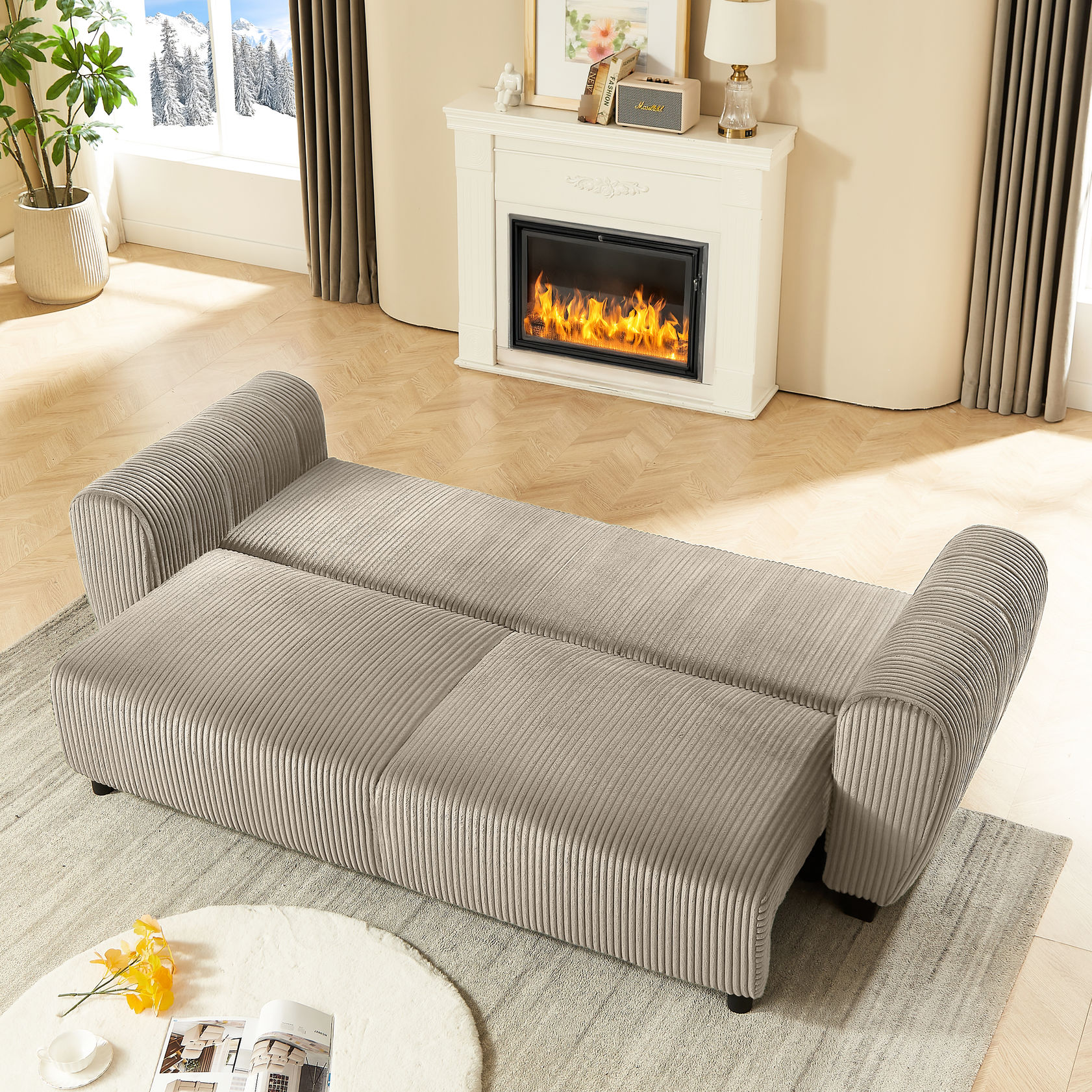 Corduroy Upholstered Construction | Quick Convertible Sofa Bed for ...