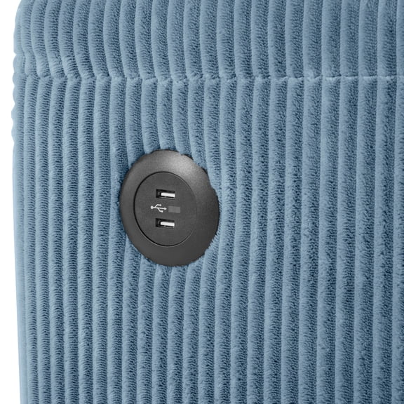 Corduroy Upholstered - Two Cup Holders - Party Time - Beverage Access without Spills