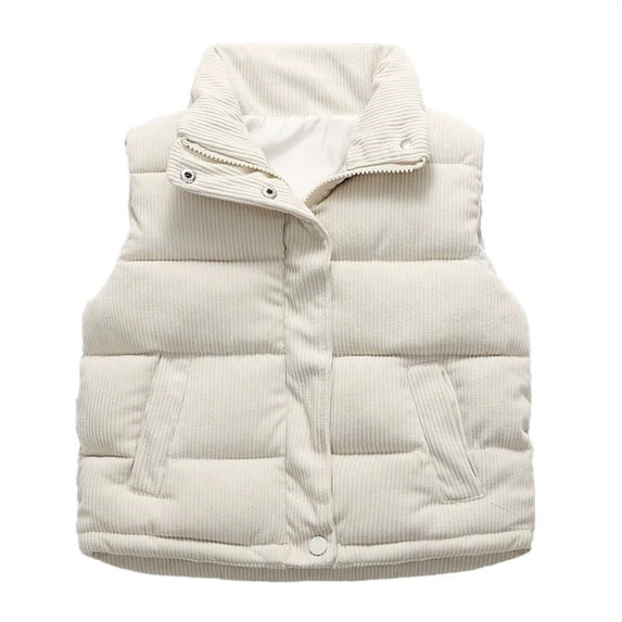 Corduroy Vest for Toddler Baby Sleeveless Winter Jacket Stand Collar Thick Warm Coat Boys Girls Outwear Sleeveless Wintercoat