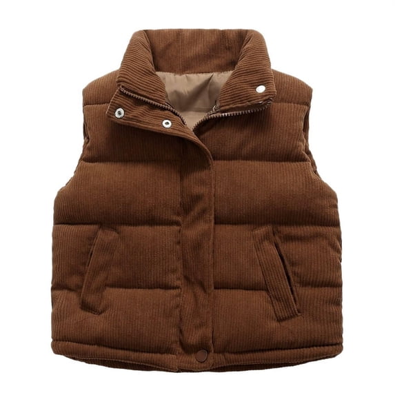 Corduroy Vest for Toddler Baby Sleeveless Winter Jacket Stand Collar Thick Warm Coat Boys Girls Outwear Sleeveless Wintercoat