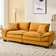 thumbnail image 1 of Corduroy With Pillows - Comfy 23in Spacious Deep Seat, Structure, For Bedroom, Apartment, Yellow Sleeper Couch Spacious, Pillows, Bedroom, 1 of 6