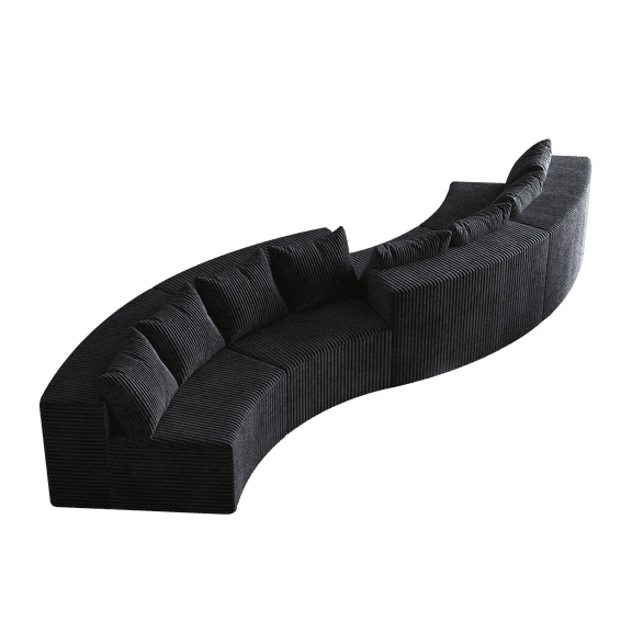 Corduroy curved sectional sofa with 8 pillows,Curved Symmetrical Modular Semi Circular Sofa Sectional for bedroom, living room, office for leisure or nap, reading room, and lobby(four modules)
