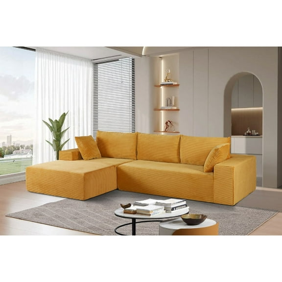 Corduroy upholstery 2 piece L shape high density foam sectional