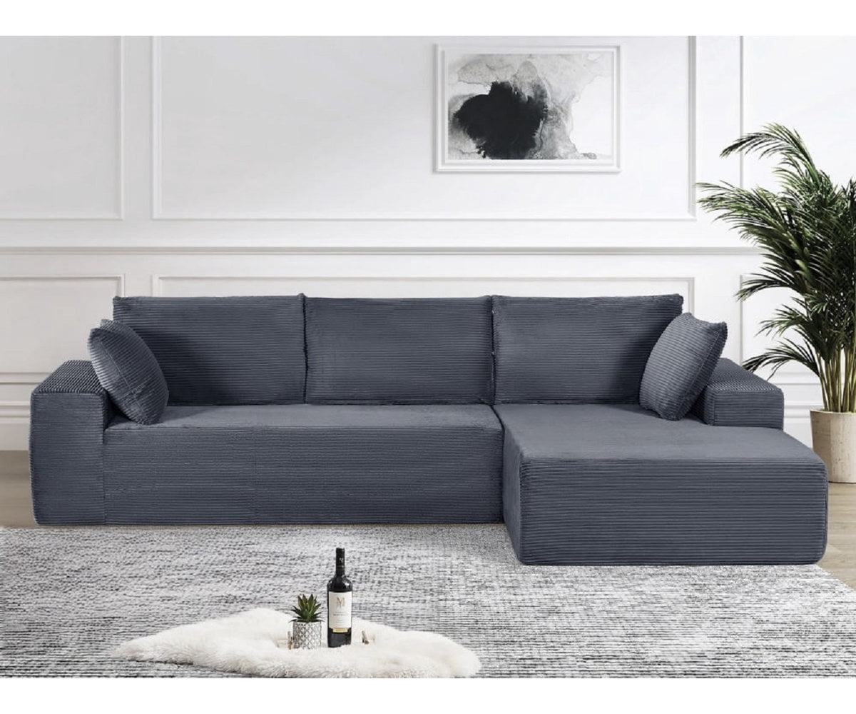 Corduroy upholstery 2 piece L shape high density foam sectional