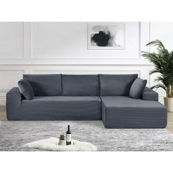 Corduroy upholstery 2 piece L shape high density foam sectional
