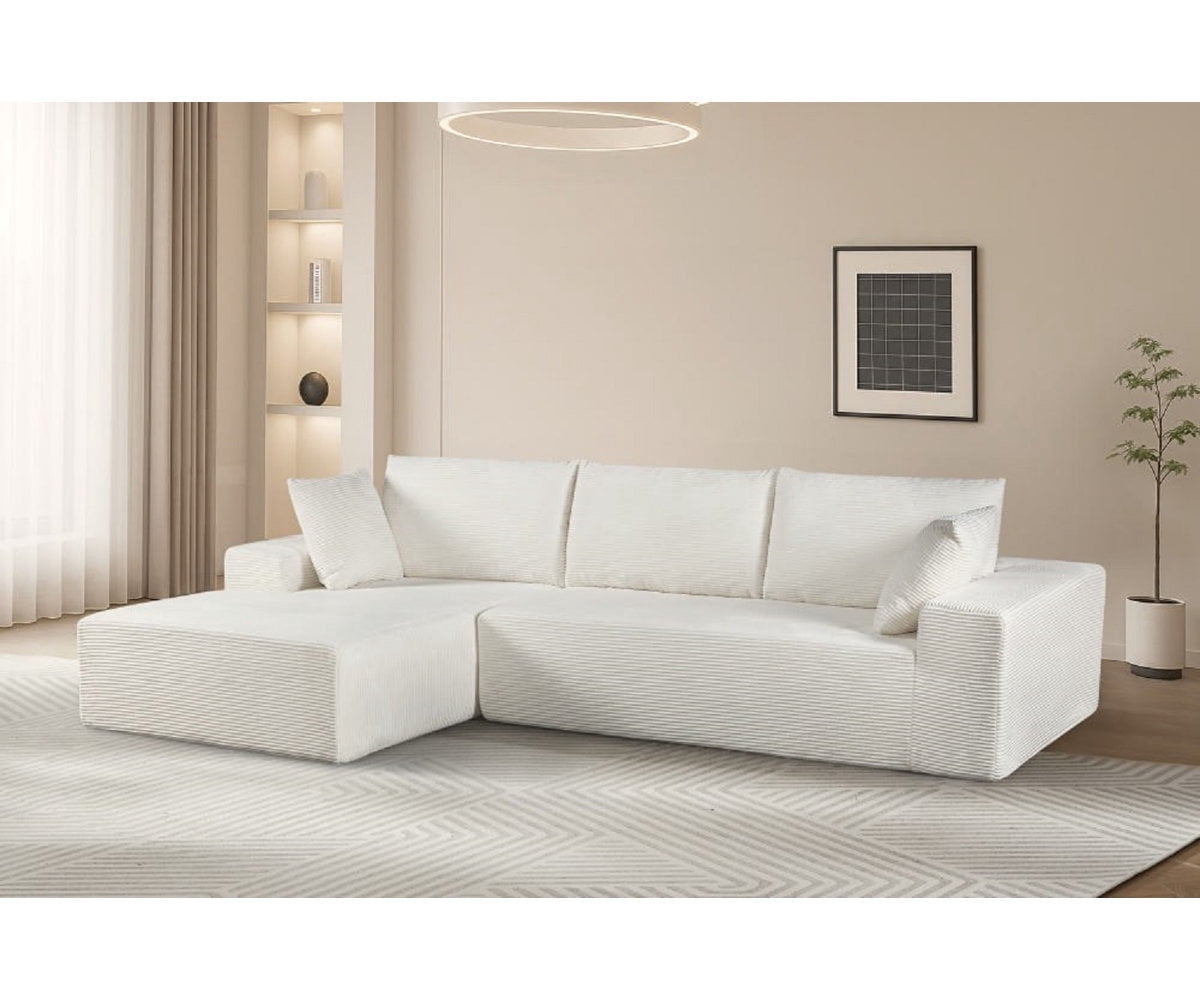 Corduroy upholstery 2 piece L shape high density foam sectional
