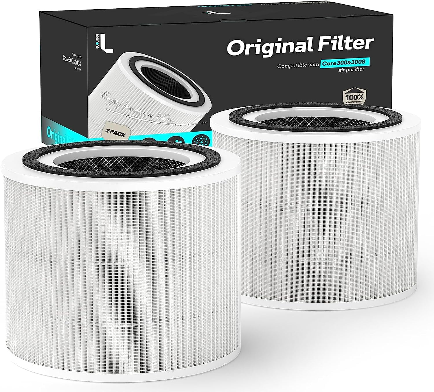 Core 300 Replacement Filter 2 Pack True HEPA for LEVOIT Core 300 & 300S Air Purifiers, 3in1