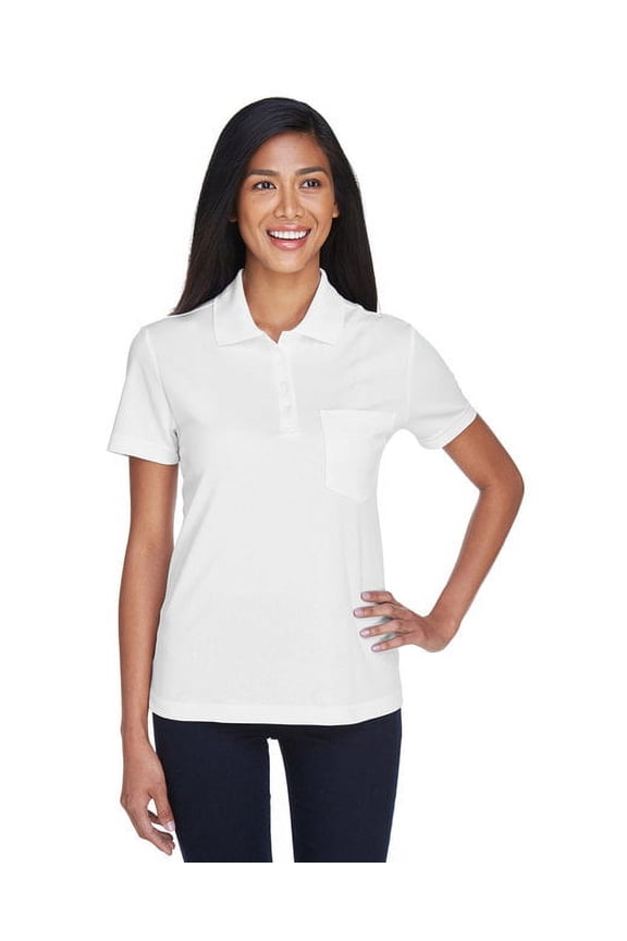 CORE365 78181P Women's Origin Performance Piqué Polo with Pocket-White-S