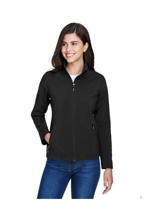 CORE365 78184 Women's Cruise Two-Layer Fleece Bonded Soft Shell Jacket-Black-XS