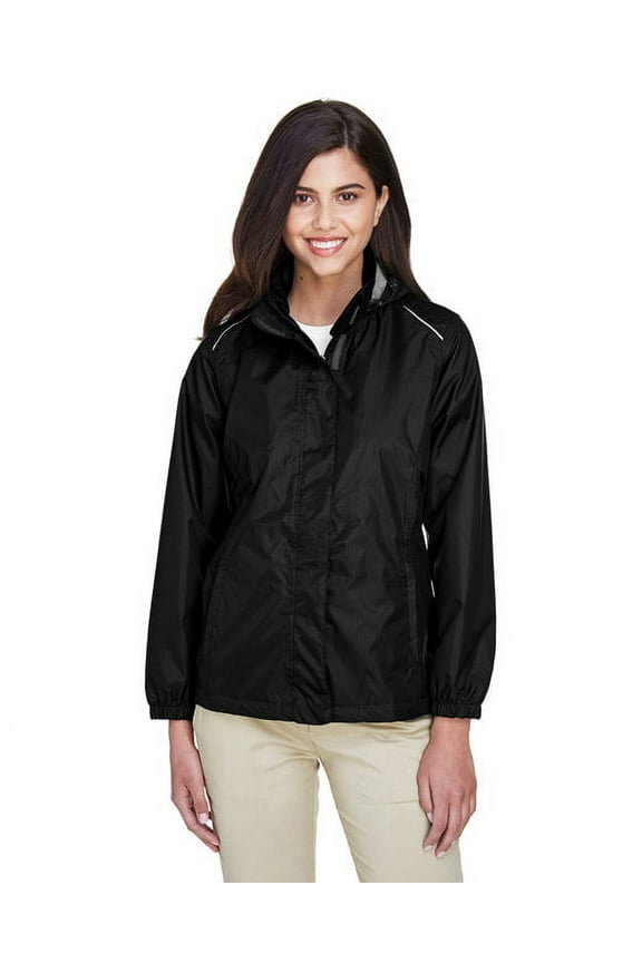 CORE365 78185 Women's Climate Seam-Sealed Lightweight Variegated Ripstop Jacket-Black-XL