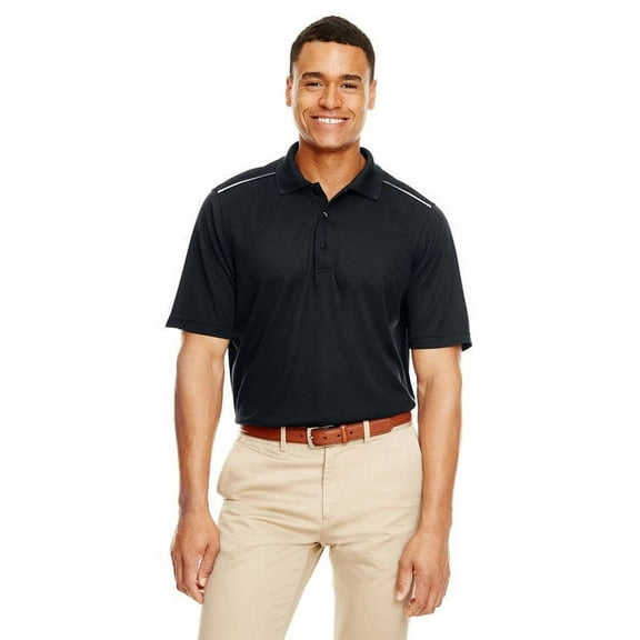 CORE365 88181R Men's Radiant Performance Piqué Polo with Reflective Piping-Black-M