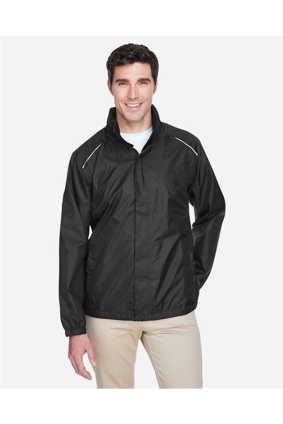 CORE365 88185 Men's Climate Seam Sealed Lightweight Variegated Ripstop Jacket-Black-2XL