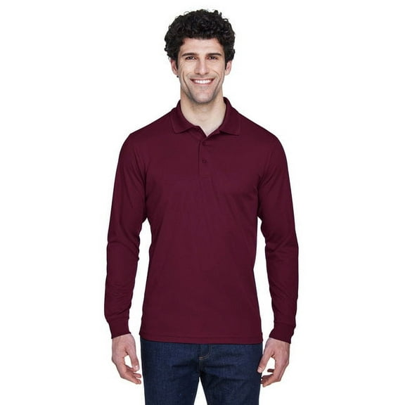 CORE365 88192 Men's Pinnacle Performance Long Sleeve Piqué Polo-Burgundy-L