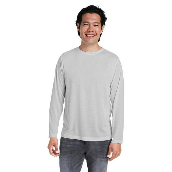 CORE365 CE111L Unisex Fusion ChromaSoft™ Performance Long Sleeve T-Shirt-Platinum-4XL