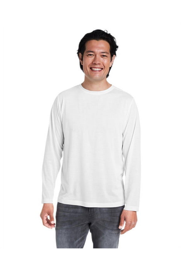 CORE365 CE111L Unisex Fusion ChromaSoft™ Performance Long Sleeve T-Shirt-White-M