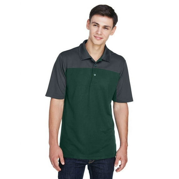 CORE365 CE101 Men's Balance Colorblock Performance Piqué Polo-FOREST/ CARBON-XL