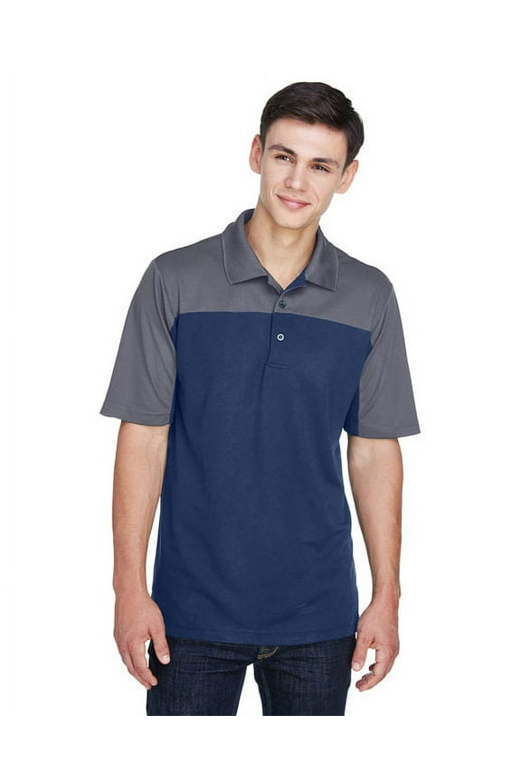 CORE365 CE101 Men's Balance Colorblock Performance Piqué Polo-Classic Navy Heather/ Carbon-2XL