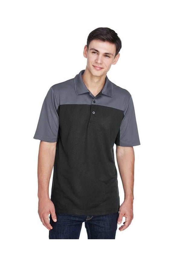 CORE365 CE101 Men's Balance Colorblock Performance Piqué Polo-BLACK/ CARBON-2XL