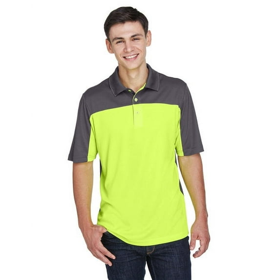CORE365 CE101 Men's Balance Colorblock Performance Piqué Polo-Safety Yellow/ Carbon-M