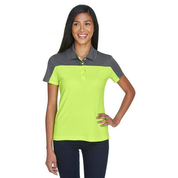 CORE365 CE101W Women's Balance Colorblock Performance Piqué Polo-Safety Yellow/ Carbon-3XL