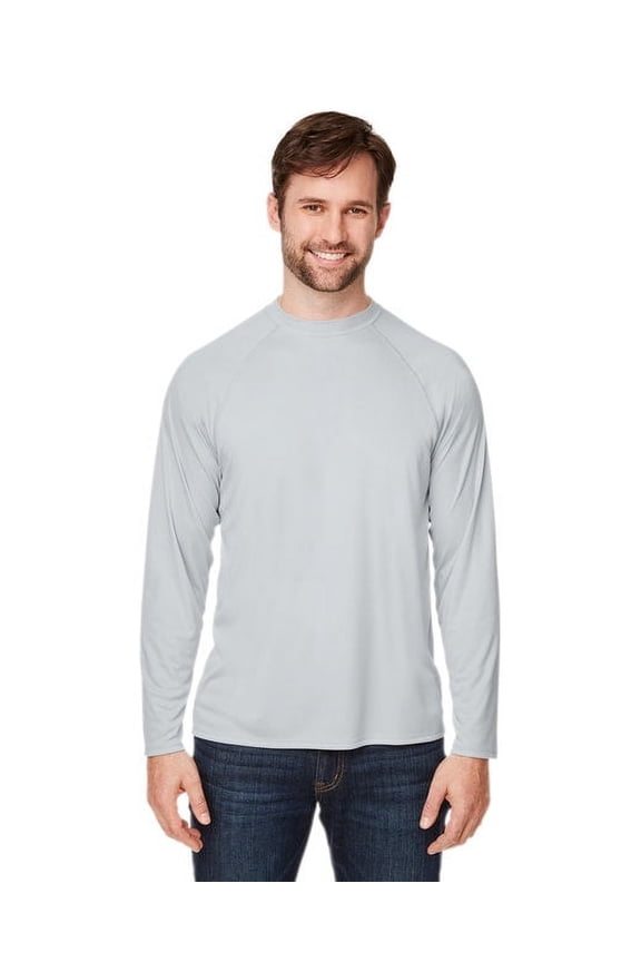CORE365 CE110 Unisex Ultra UVP⢠Marina Raglan Long Sleeve T-Shirt-Platinum-5XL