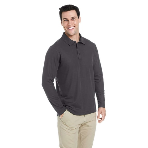 CORE365 CE112L Men's Fusion ChromaSoft™ Long Sleeve Pique Polo-Carbon-L