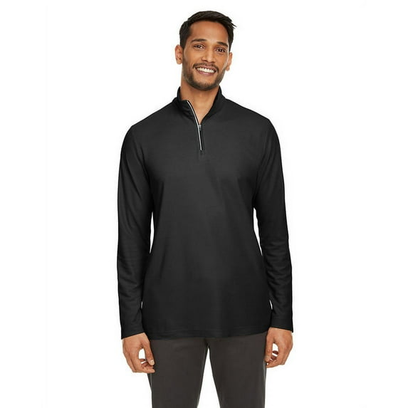 CORE365 CE405 Men's Fusion ChromaSoft™ Pique Quarter-Zip Pullover-Black-S