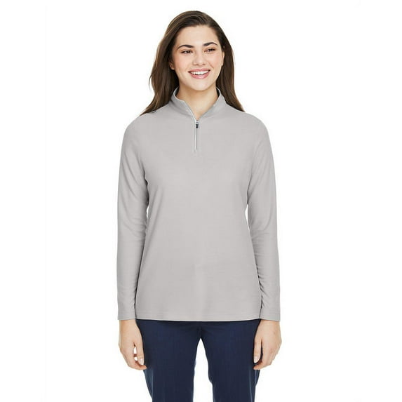 CORE365 CE405W Women's Fusion ChromaSoft™ Pique Quarter-Zip Pullover-Platinum-L