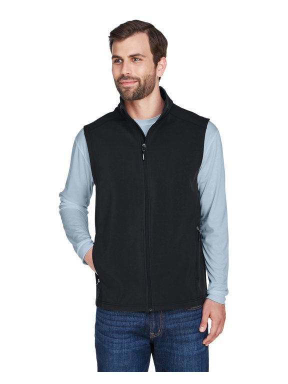 CORE365 CE701 Men's Cruise Two-Layer Fleece Bonded Soft Shell Vest-Black-5XL