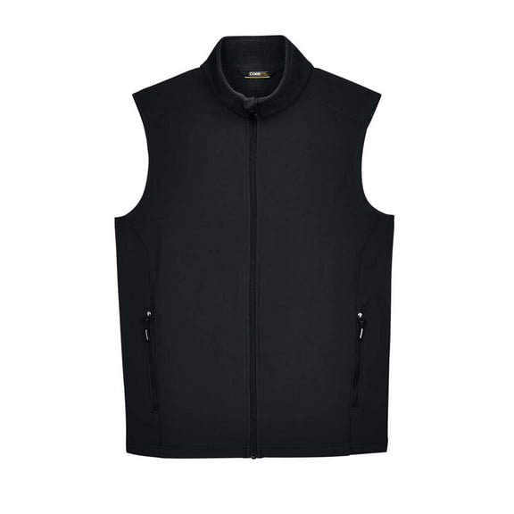 CORE365 CE701 Men's Cruise Two-Layer Fleece Bonded Soft Shell Vest-Black-5XL