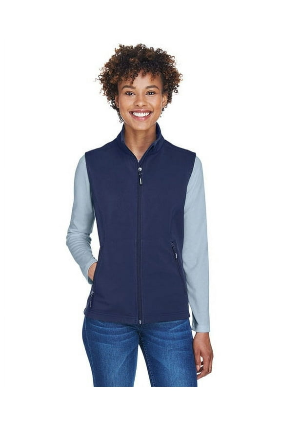 CORE365 CE701W Women's Cruise Two-Layer Fleece Bonded Soft Shell Vest-Classic Navy-XL
