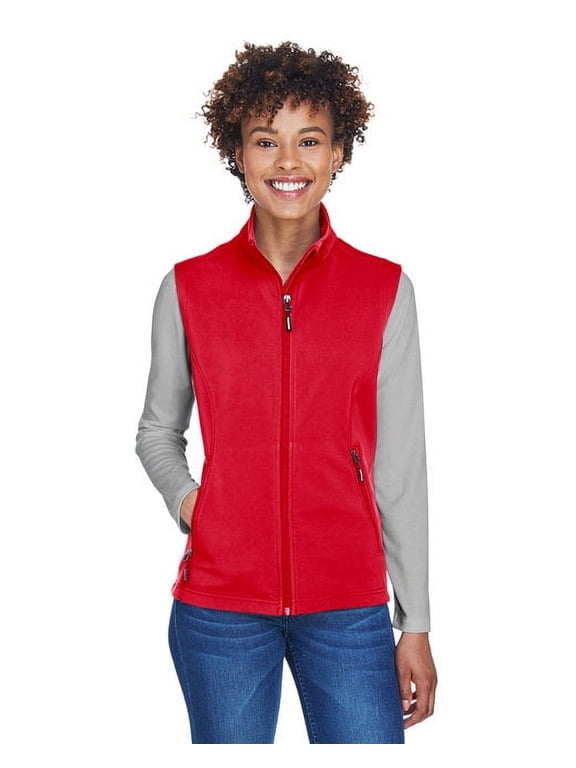 CORE365 CE701W Women's Cruise Two-Layer Fleece Bonded Soft Shell Vest-Classic Red-XS