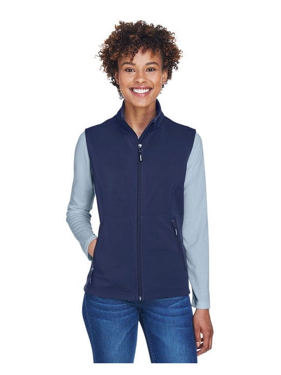 CORE365 CE701W Women's Cruise Two-Layer Fleece Bonded Soft Shell Vest-Classic Navy-3XL