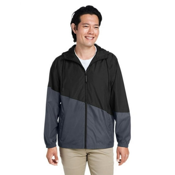 CORE365 CE710 Unisex Techno Lite Colorblock Windbreaker-BLACK/ CARBON-2XL
