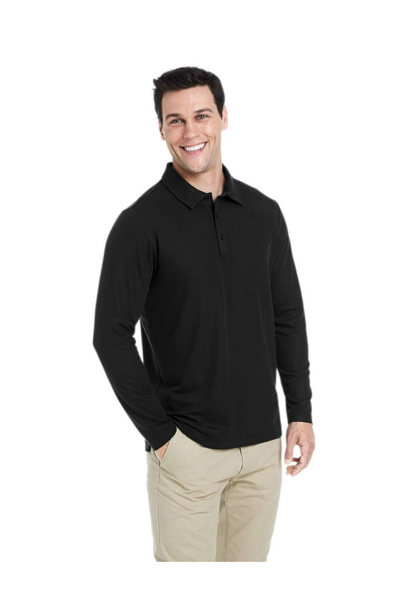 Men's Fusion Chromasoft™ Long-Sleeve Pique Polo L Black