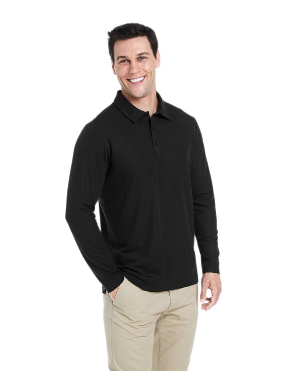 Men's Fusion Chromasoft Long-Sleeve Pique Polo M Black