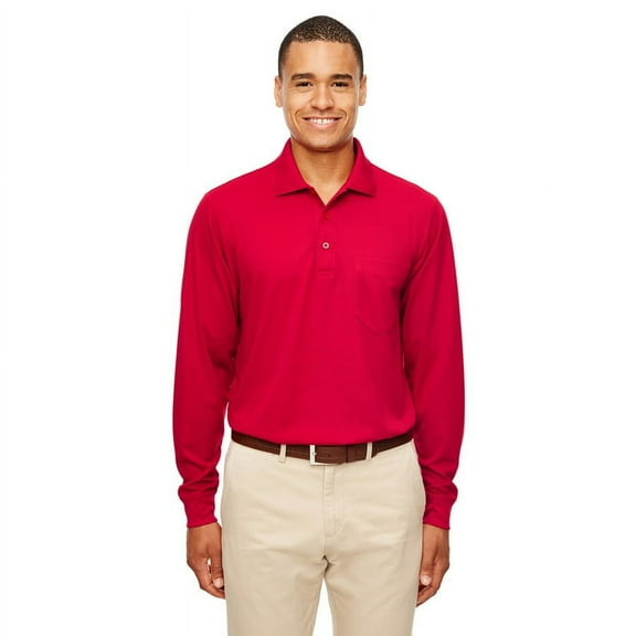 CORE365 88192P Men's Pinnacle Performance Long Sleeve Piqué Polo with Pocket-Classic Red-XL