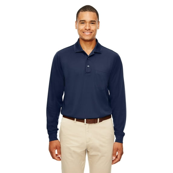 CORE365 88192P Men's Pinnacle Performance Long Sleeve Piqué Polo with Pocket-Classic Navy-3XL