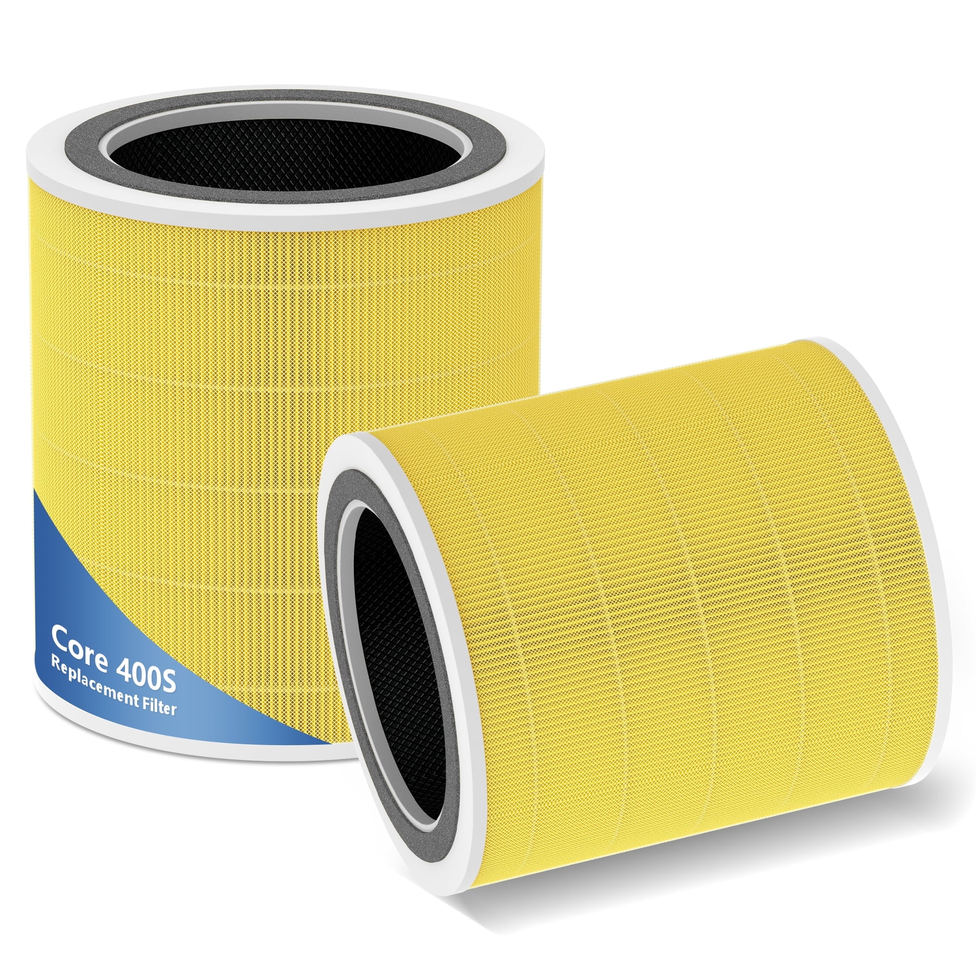 Core 400S Replacement Filter for LEVOIT Core 400S Smart WiFi Air Cleaner Purifier, Core 400S-RF-PA (LRF-C401-YUS), 3-in-1 H13 True HEPA Activated Carbon Pre-Filter, 2 Pack, Yellow